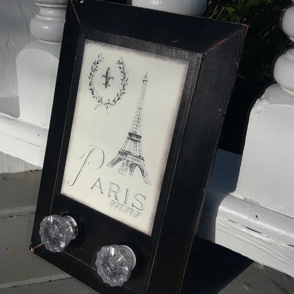 Crystal Door Knob Coat Rack Eiffel Tower Paris Theme Wall Hanging Hooks Jewelry